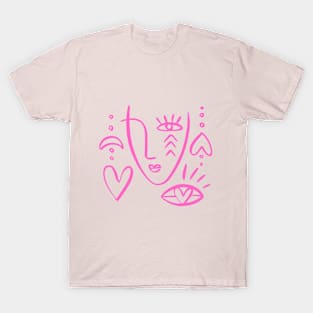 Beatiful Face Illustration Summer Art T-shirt T-Shirt